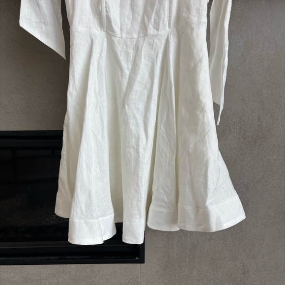 DISSH AISLE LINEN BOW MINI DRESS WHITE, SIZE 4 - Picture 9 of 16
